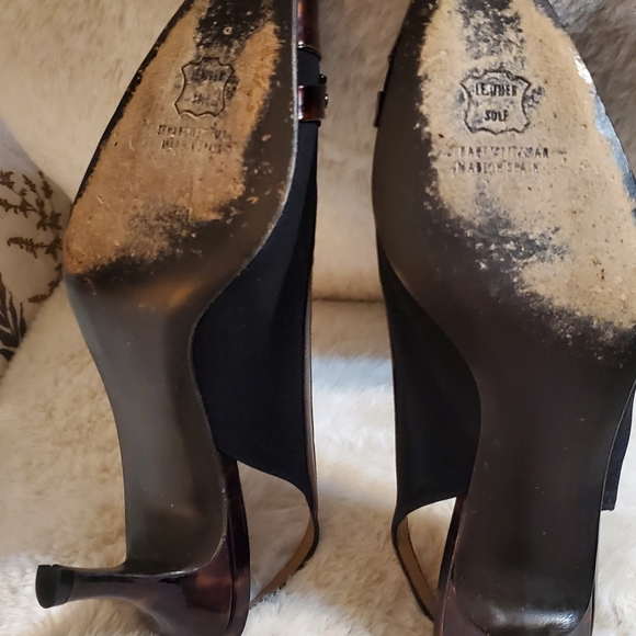 Stuart Weitzman Black and Brown Leopard Accent Trim Heels. Sz 9M - Picture 10 of 10